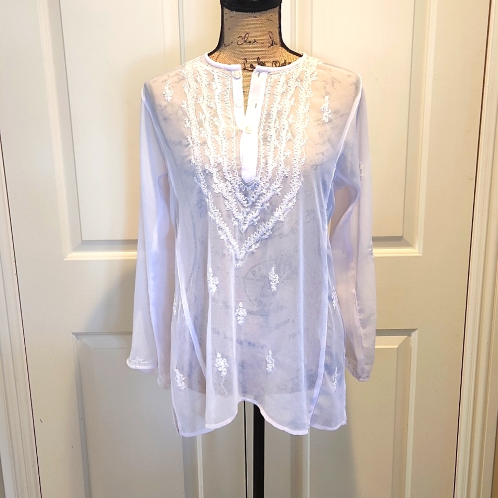 NWOT Tu- Lips sheer blouse, M